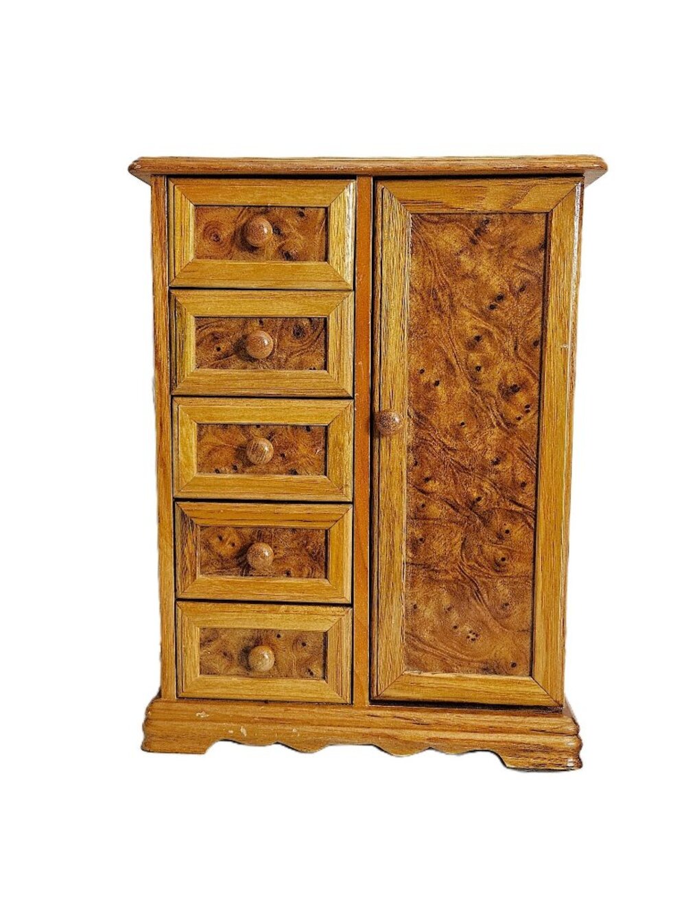 Vintage Mele Wooden Jewelry Armoire – Burl Wood Finish